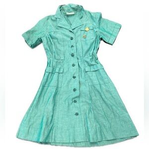Vintage OFFICIAL Girl Scouts Scout UNIFORM Dress Green 1950-60s with Pins